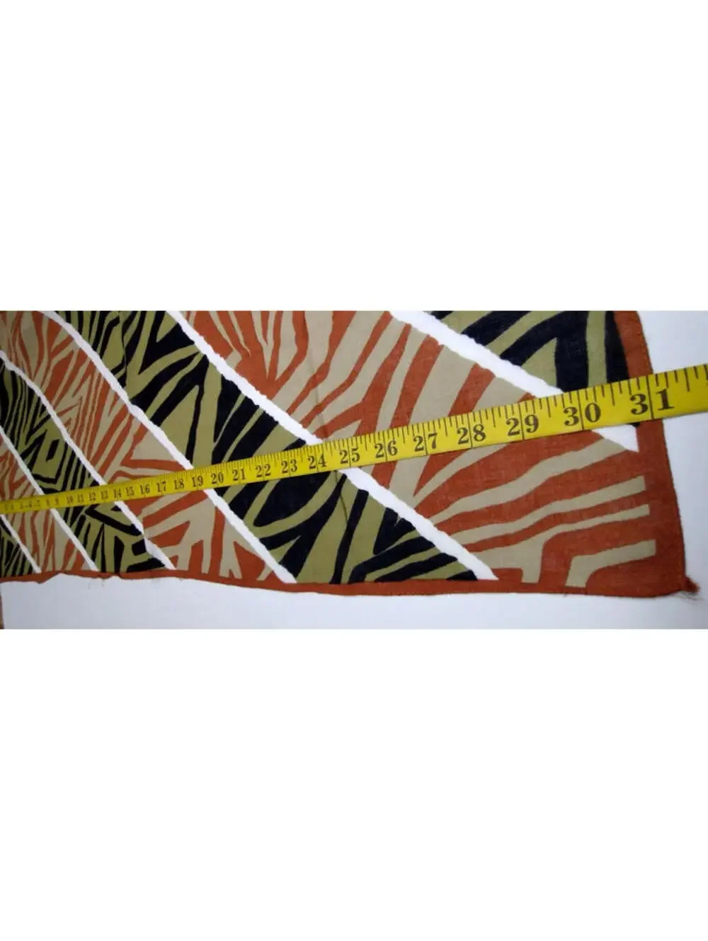 Oscar de la Renta Vintage Rayon Scarf Geometric Zebra Bohemian Black Brown Tan